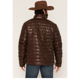 Panhandle Slim Men's Faux Leather Puffer Jacket-Brown Back View