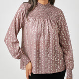 Mystree Women's Sparkle Smocked Blouse