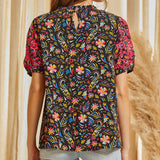 Andree Women's Black/Pink Floral Shirt