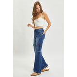 DARK HIGH RISE WIDE CARGO JEANS