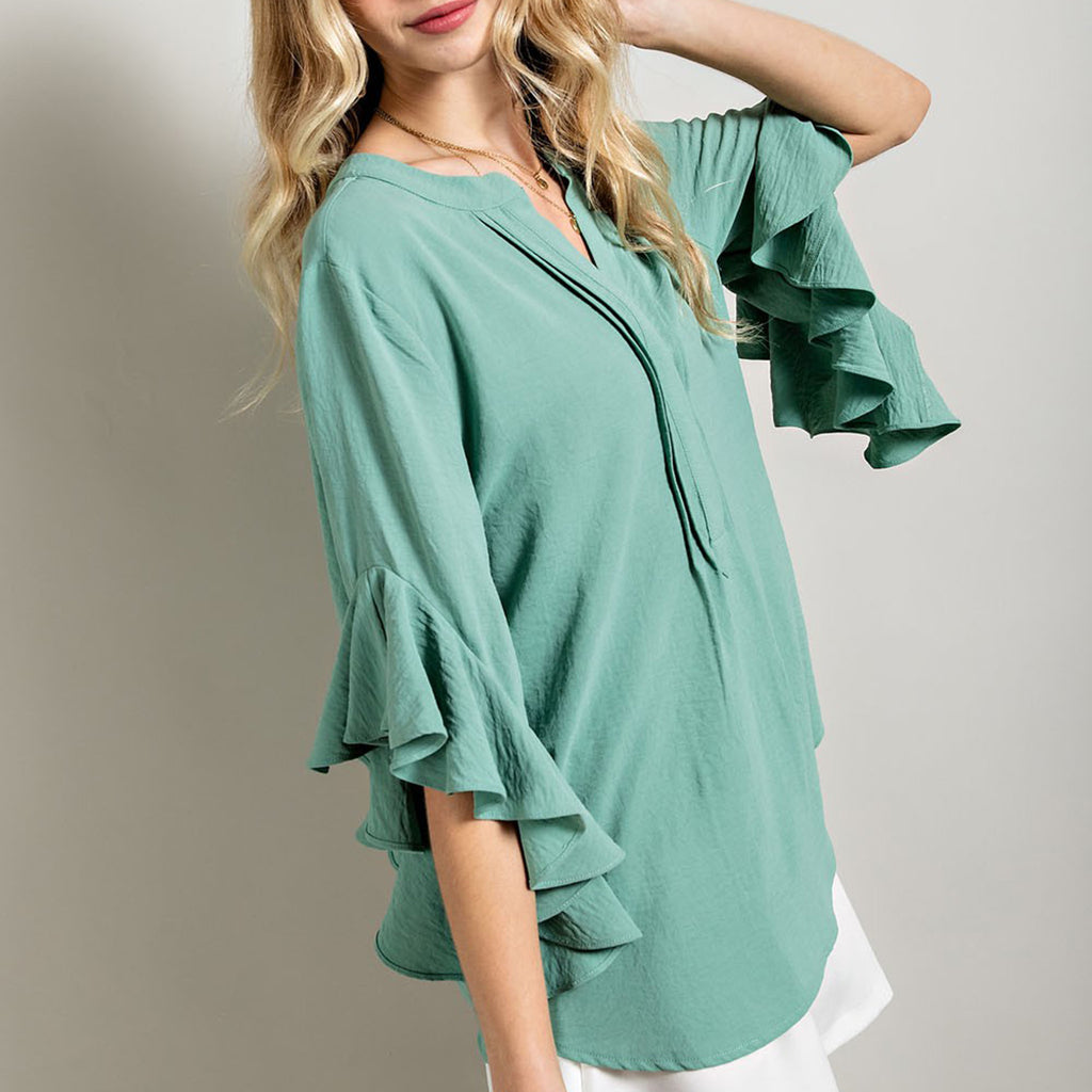 Ruffle bell sleeve top hot sale