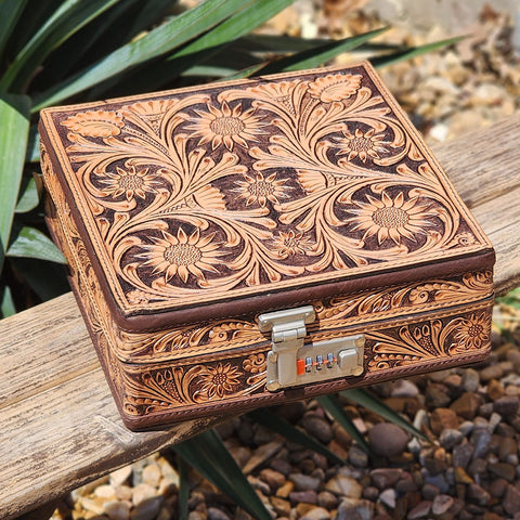 American Darling Large Tooled Locking Jewelry Case