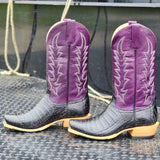 Horse Power Black Caiman Belly Boots