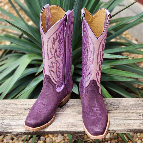 Macie Bean Berry Suede Square Toe Boots