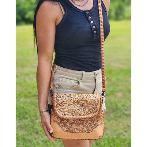 American Darling Tooled Leather Cross Body