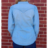 Wrangler Women's Denim Peral Snap Poet Shirt