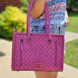 American Darling Back View of Concealed Carry Compartment on Pink Tote