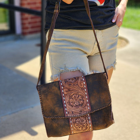 American Darling Tooled Leather Handbag