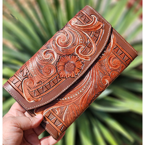 Myra Brown Tooled Leather Wallet