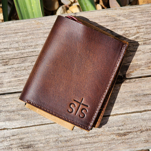 beautiful trifold leather wallet by Sts. Pleanty of room for all your cards and cash. 