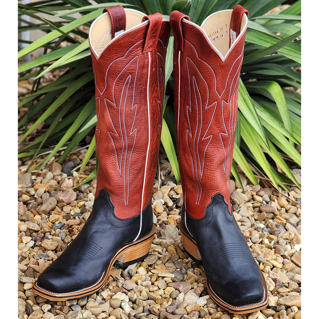 Bison Shoes Riding Olathe Men's Black & Red Navajo Bison Boots