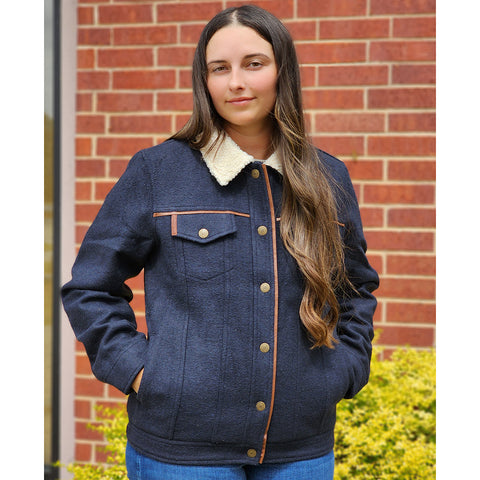 Women's Cinch Navy/Tan Wool Jacket