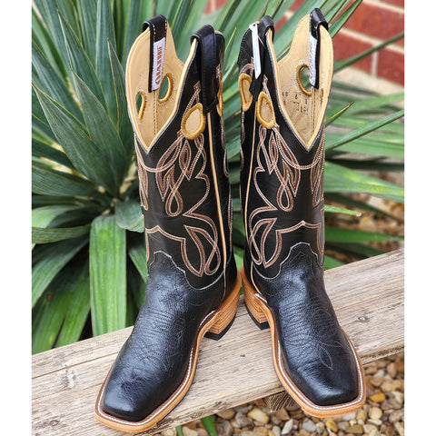 Olathe Black Smooth Ostrich Boots