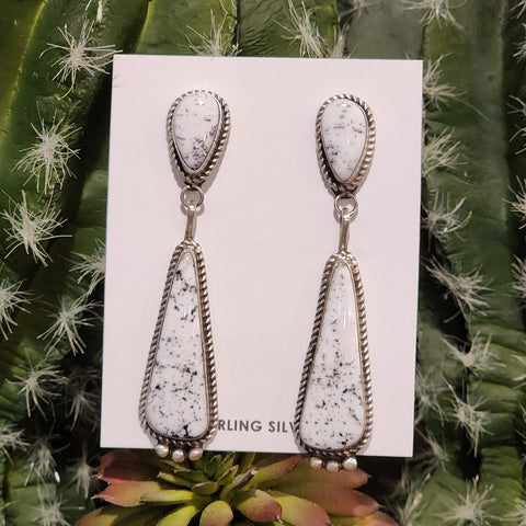 Sterling Silver White Buffalo Earrings