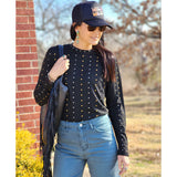 Bank Roller Black Studded Top