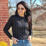 Bank Roller Black Studded Top