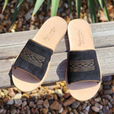 Black Boot Stitch Slides
