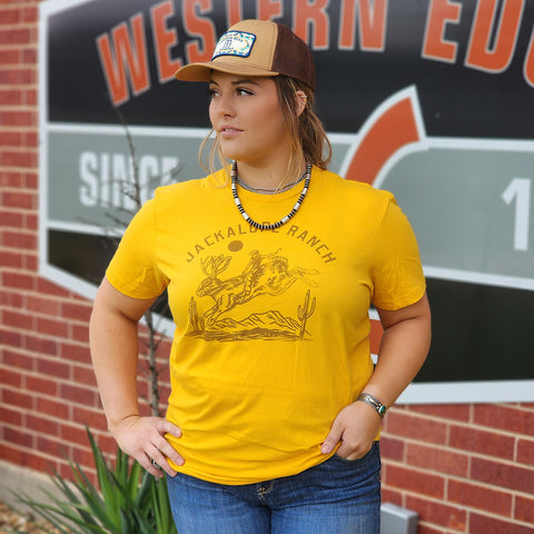 Cruel Denim Women's Yellow Jackalope Ranch Tee