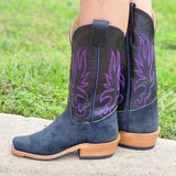 Olathe Black & Purple Roughout Boots