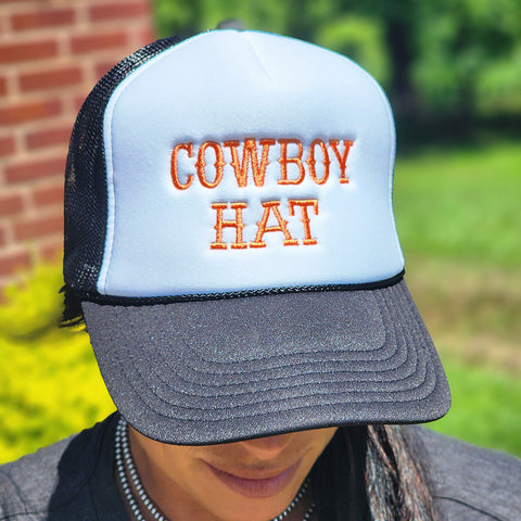 Trucker Cowboy Hat Cap Black/White