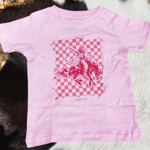pink girl's bronc rider tee