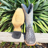 Tanner Mark Men's Grey & Black Ostrich Boots