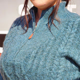 Women's 1/4 Zip Teal Pullover Sweater