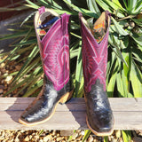 Maci Bean Ladies Black Full Quill Ostrich Boots