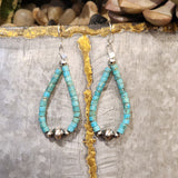 Natural Turquoise & Navajo Pearl Tear drop earrings 