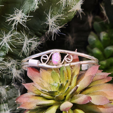 Sterling silver baby cuff 1 pink stone 