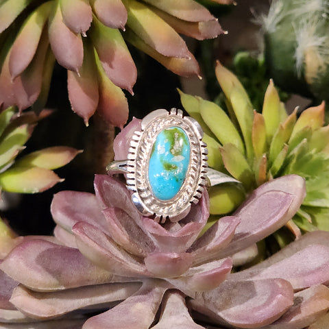 size 8.5 Sonoran Gold Turquoise ring with 1 stone and beautiful silver work 