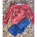 Cruel Girl Red Rodeo Print Blouse