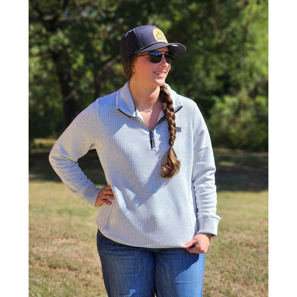 Cinch Women's Gray 1/4 Zip Sweater