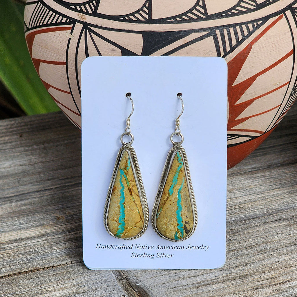 " Rebecca " Boulder Ribbon Turquoise Earrings