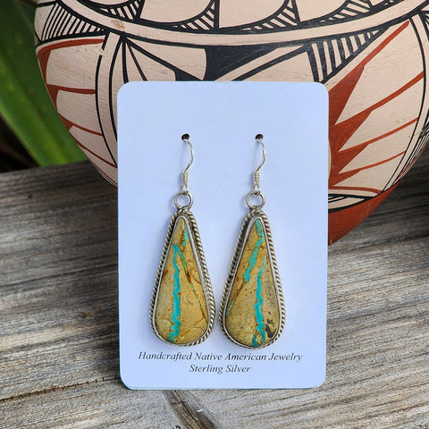 " Rebecca " Boulder Ribbon Turquoise Earrings