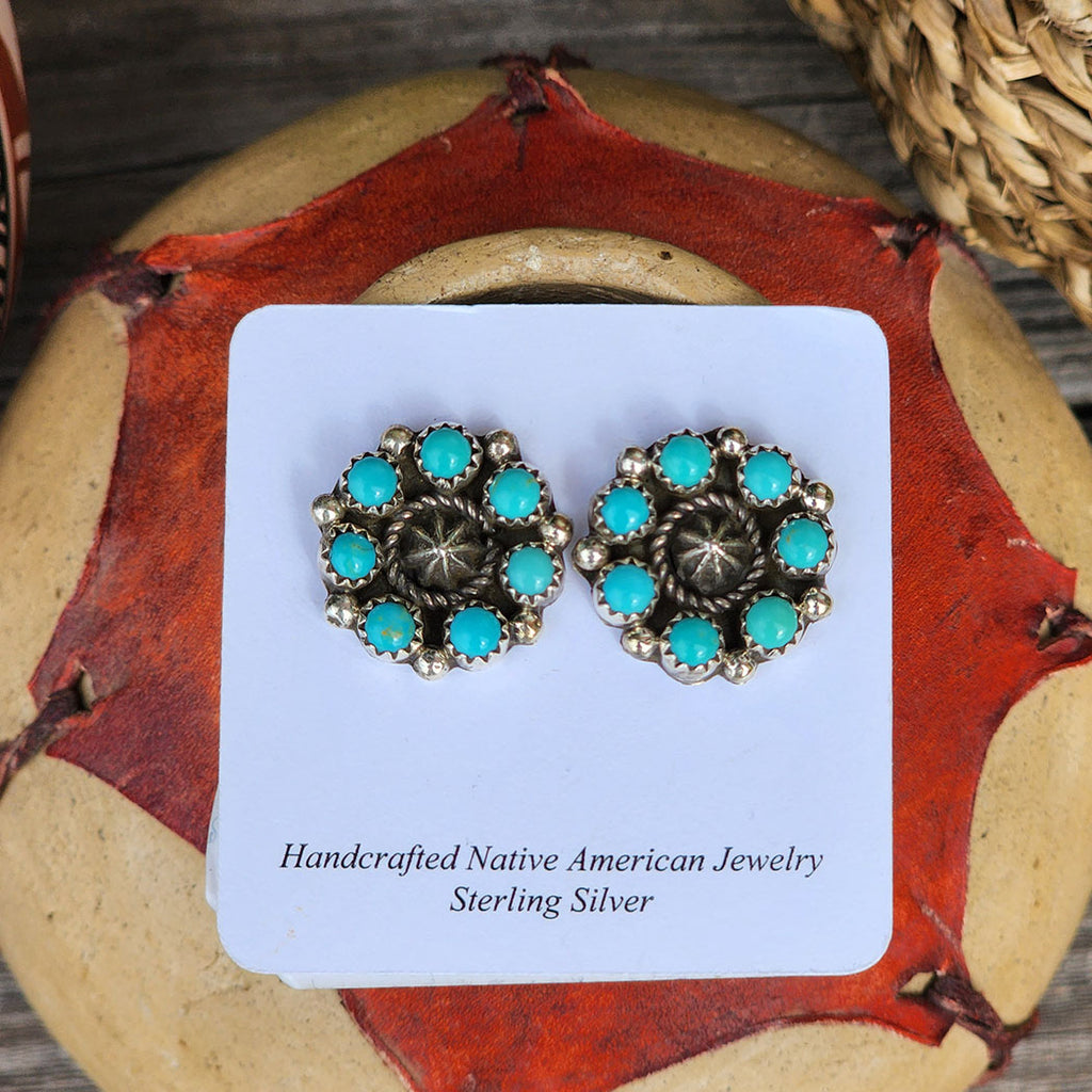 " Fairren " Begay Turquoise Cluster Earrings