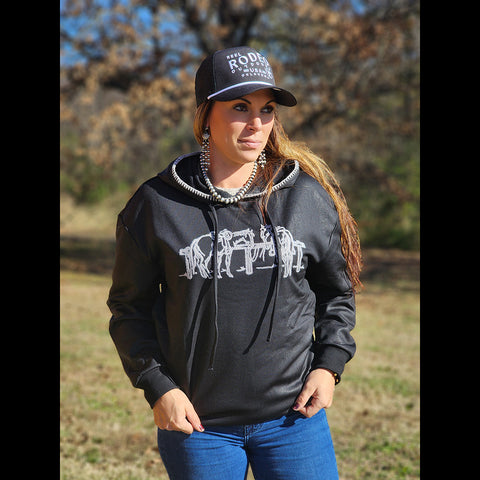 Women's Black Leather or Not Hoodie