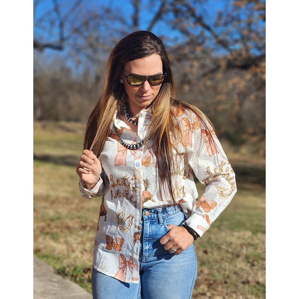 Women's Western Pattern Print Button Up Shirt