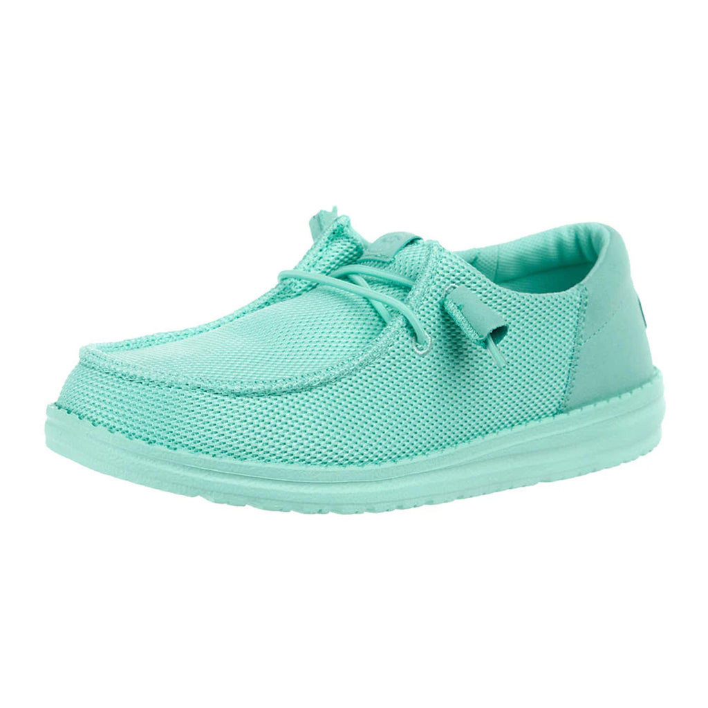 Side view of Hey Dude Women’s Wendy Funk Mono in Cabbage Green on a white background.