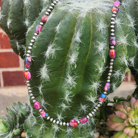 " Delilia " Navajo Pearl & Pink Dahlia Necklace