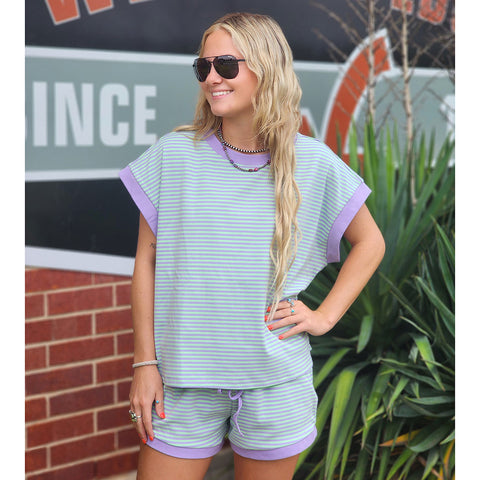 Mint & Lilac Shorts Set