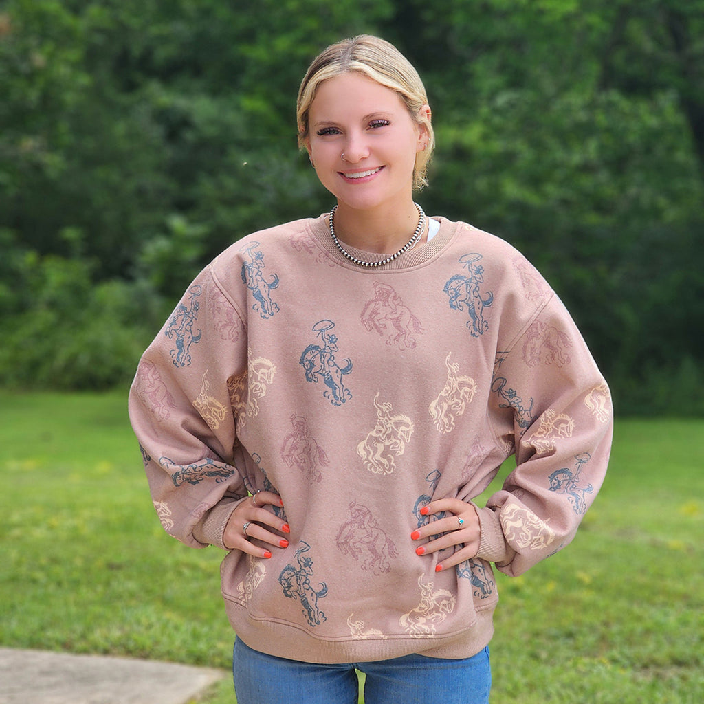 Tan Bucking Horse Sweatshirt