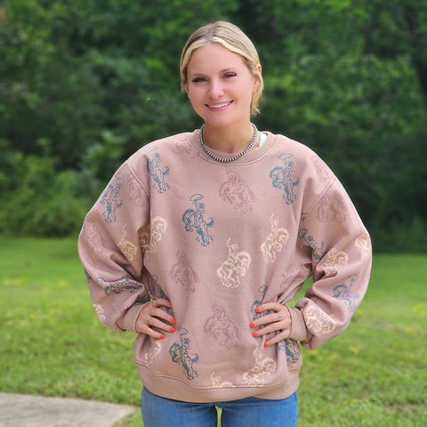 Tan Bucking Horse Sweatshirt