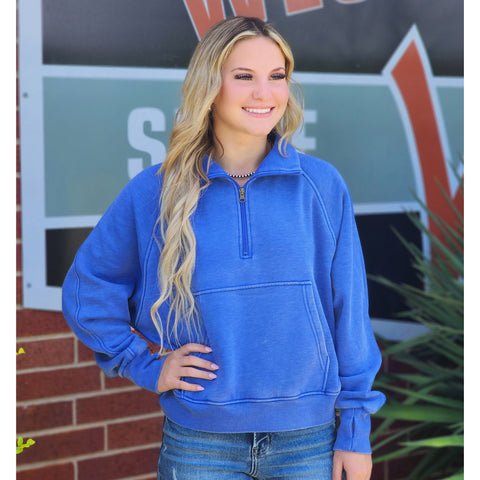 Royal Blue 1/4 Zip Sweatshirt
