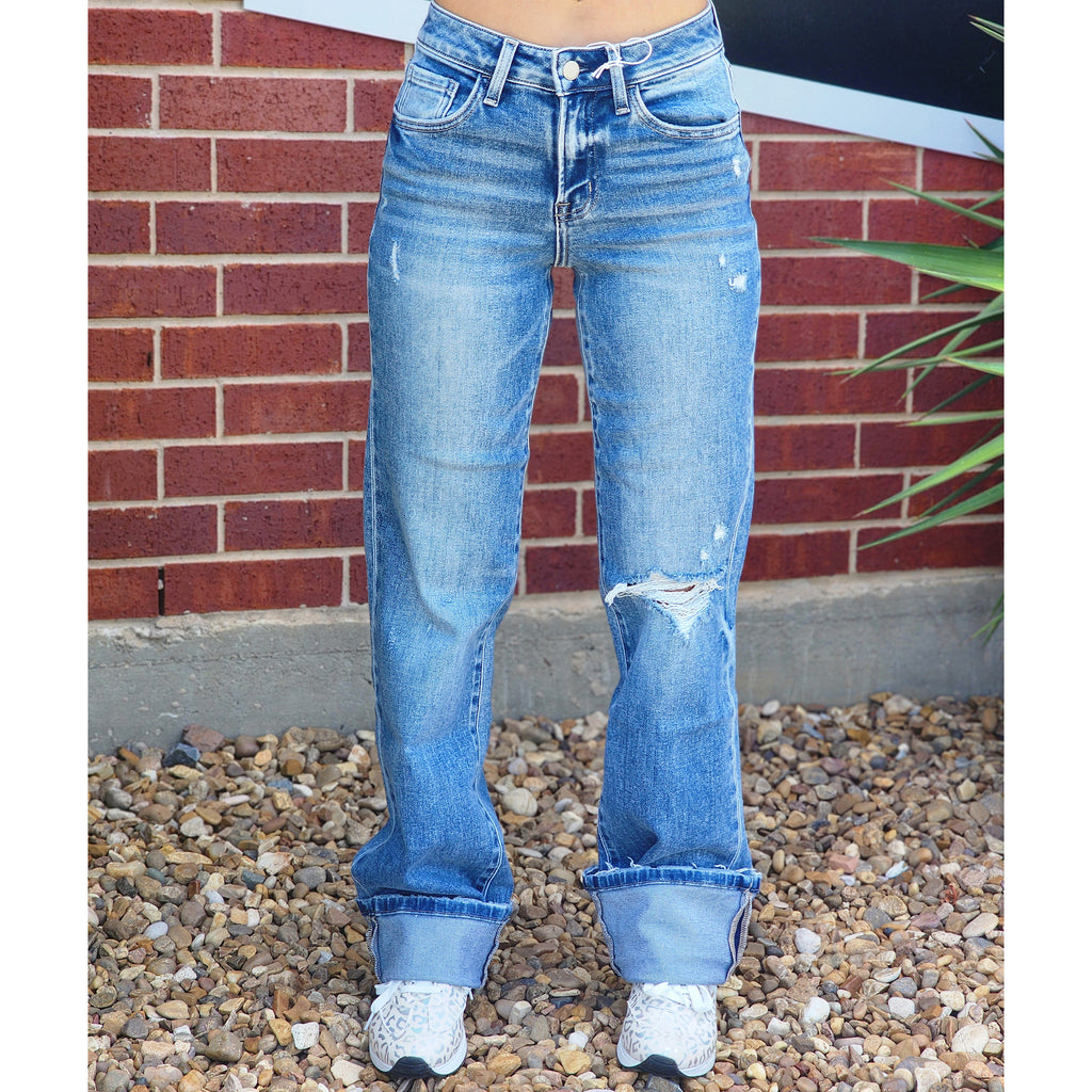 Flying Monkey High Rise Slim Wide Leg Jeans