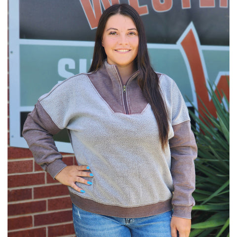 Brown Media 1/4 Zip Sweatshirt