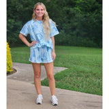 Light Blue Western Shorts Set