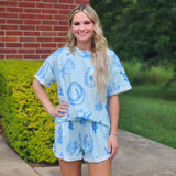 Light Blue Western Shorts Set