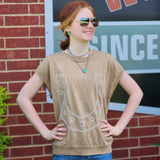 Mineral Wash Tan Horse Shoe Top