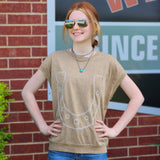 Mineral Wash Tan Horse Shoe Top